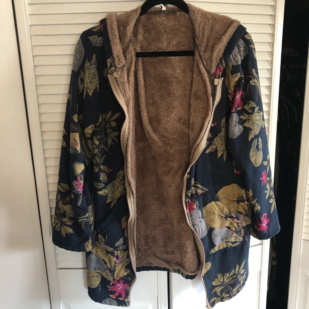 NWOT floral zip hoodie